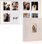 2PCS Polaroid Photo Album, 2X3 Inch Pockets Mini Photo Album for 104 Pockets Hold 208 Pictures, Linen Hardcover Polaroid Album Book for Photos Family Anniversaries Baby Vacations (Off-White)