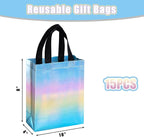 15PCS Iridescent Gift Bags with Handles, 8"X4"X10" Reusable Party Favor Bags Bulk for Christmas, Birthdays, Weddings, Goodie Treats