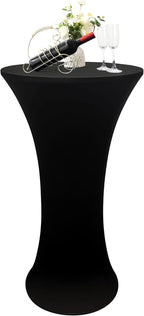 24X43 Inch round Fitted Cocktail Table Cover Black Spandex Cocktail Table Cloth Highboy Fitted Tablecloth High Top Table Cloths for Party Pub Banquet Bistro