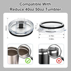 2Pcs Tumbler Lid Replacement Compatible with Reduce 40Oz 50Oz, Accessories for Reduce Tumbler Cup, Bpa-Free, Reusable Replacement Lid