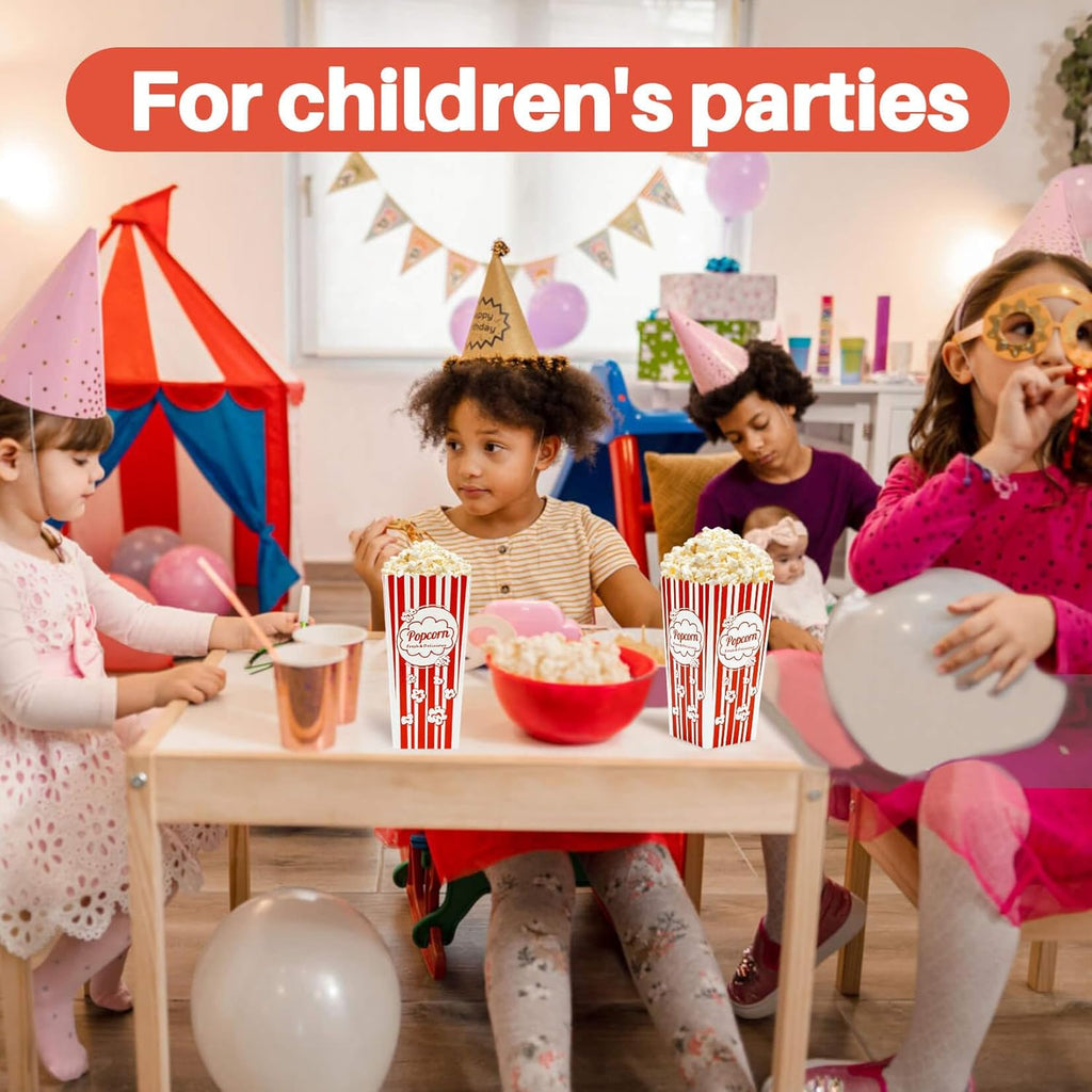 23 Popcorn Boxes Containers Party - 46Oz Square Popcorn Bowls Square Buckets Container Tub Paper Cups Holders Disposable Halloween Carnival Christmas Movie Night Party Individual Servings