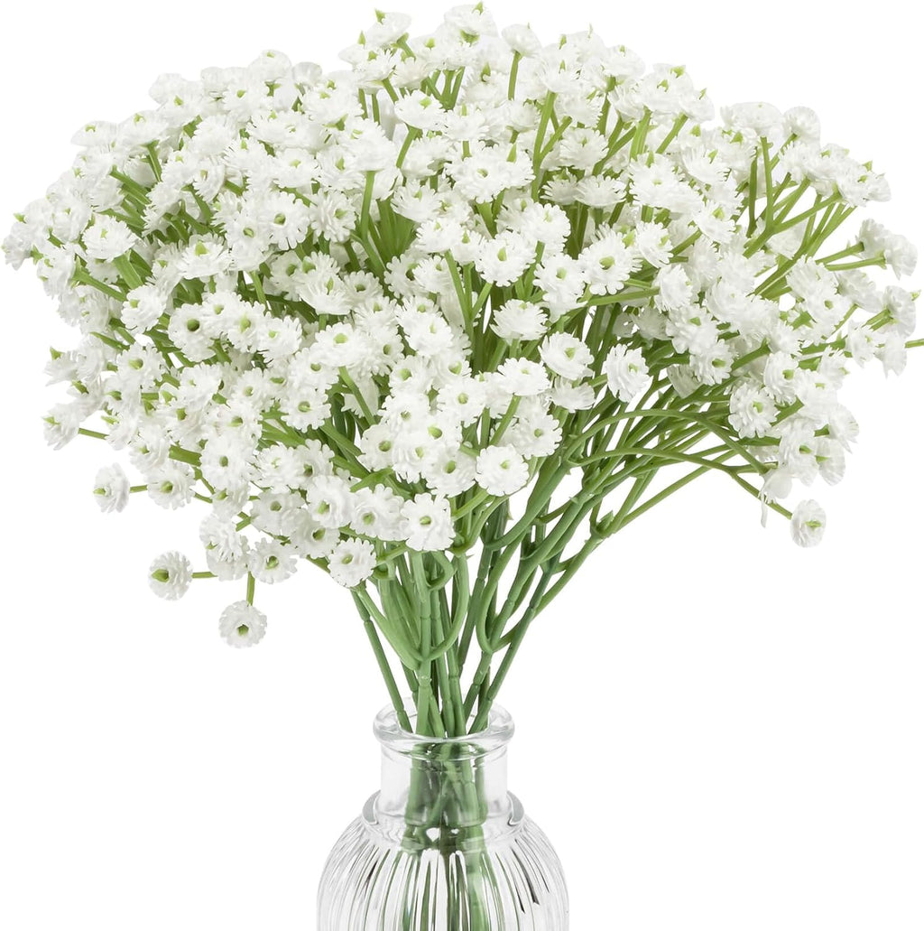 10 Baby Breath Artificial Flowers - 7.6" Babies Breath Flowers Artificial Faux Flowers Bouquet White Fores Greenery Real Touch Fake Flowers Arrangements Wedding Centerpieces Tables Decorations