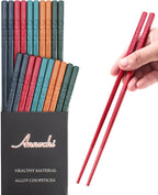 10 Pairs Fiberglass Chopsticks, Chopsticks Reusable,Chop Sticks Reusable Dishwasher Safe (COLOR)