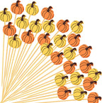 100 Thanksgiving Cocktail Picks, Pumpkin Fall Toothpicks for Appetizers Charcuterie Boards Accessories, 4.7 in Bamboo Skewers Fruit Drinks Food Sticks, Thanksgiving Decoration Autumn Party Supplies