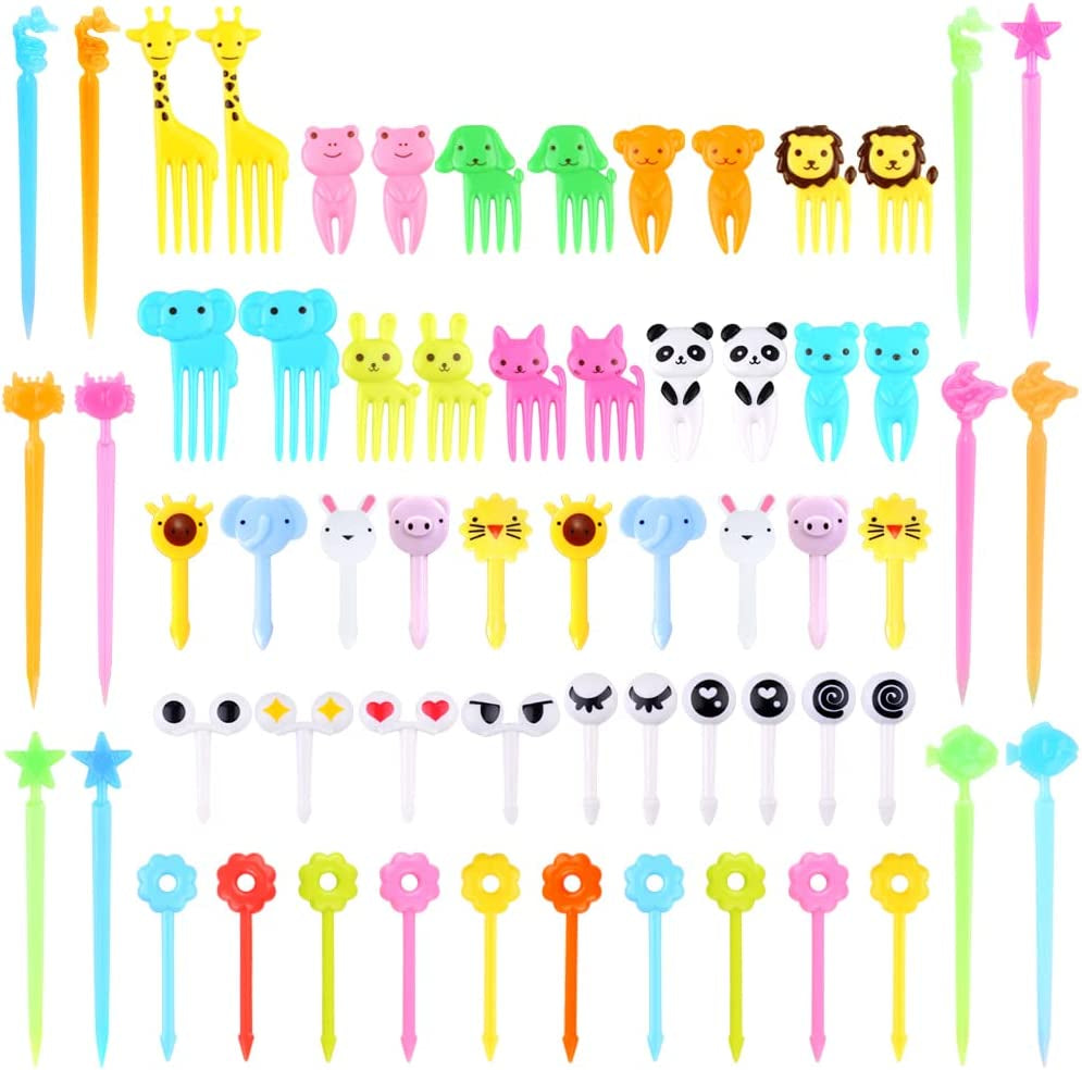 156PCS Animal Food Picks for Kids Bento Box Accessories,  Fun Kid Food Picks, Cute Fruit Toothpicks for Kids Lunch Accessories, Reusable Lunchbox Pick for Kid Toddler