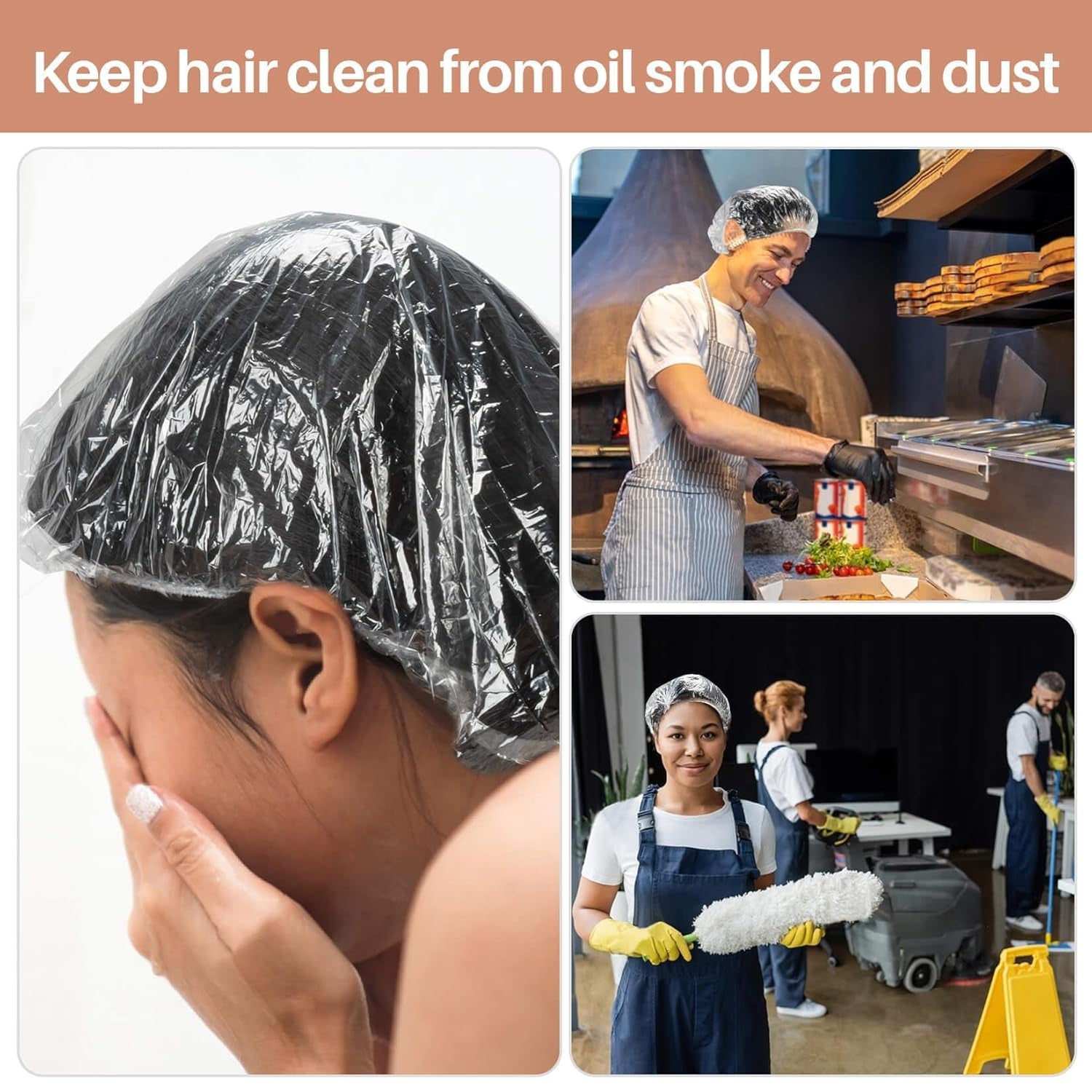 200 Disposable Shower Caps Unisex - Medium Plastic Hair Caps for Deep Conditioning Shower Cap Reusable Waterproof for Women Men Hair Treatment Bath Cap for Long Hair Travel Essentials