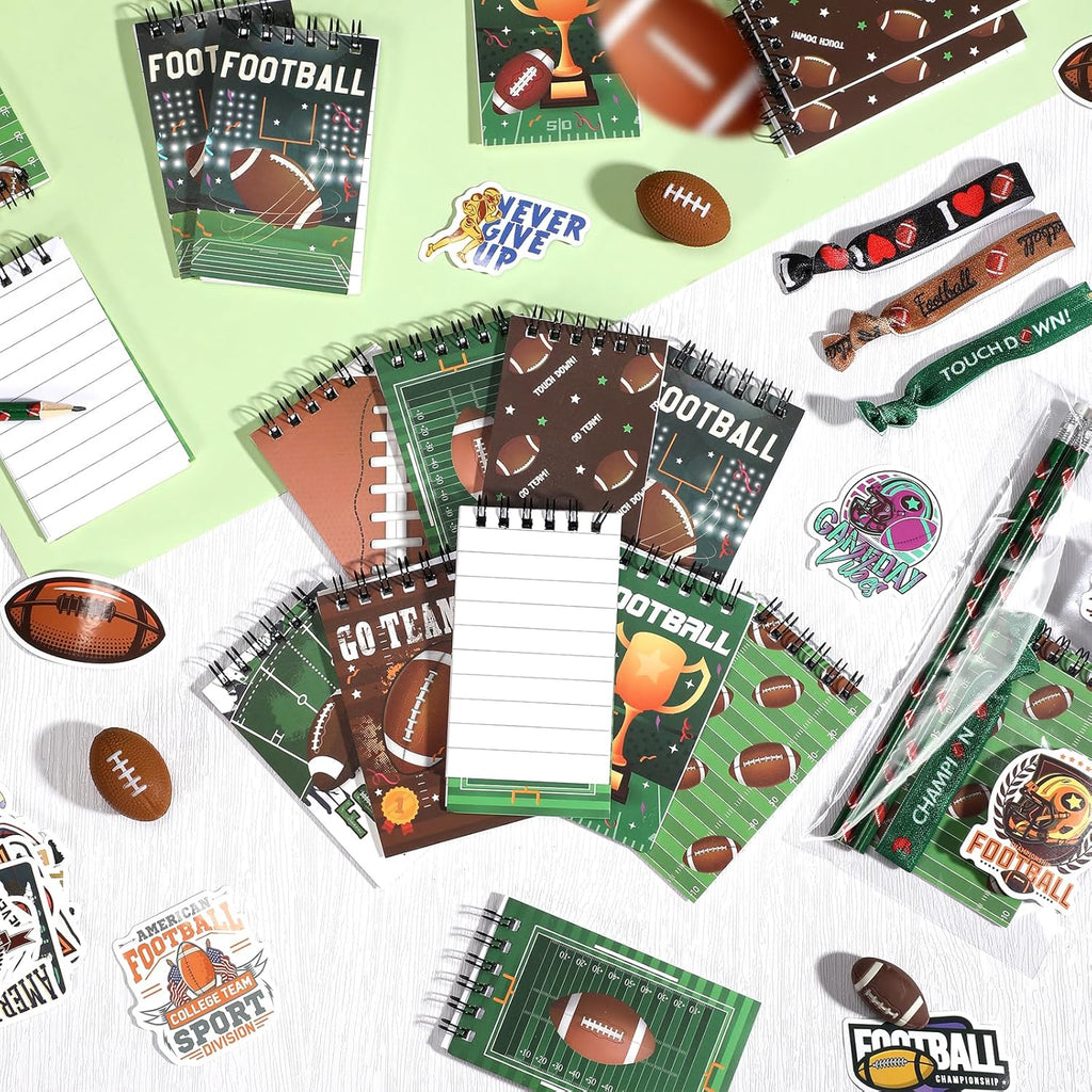 24 Pcs Football Mini Notepads Sports Party Favors Spiral Mini Journal Notebooks Goodie Bag Stuffers for Teacher Reward Birthday Party Gifts Supplies