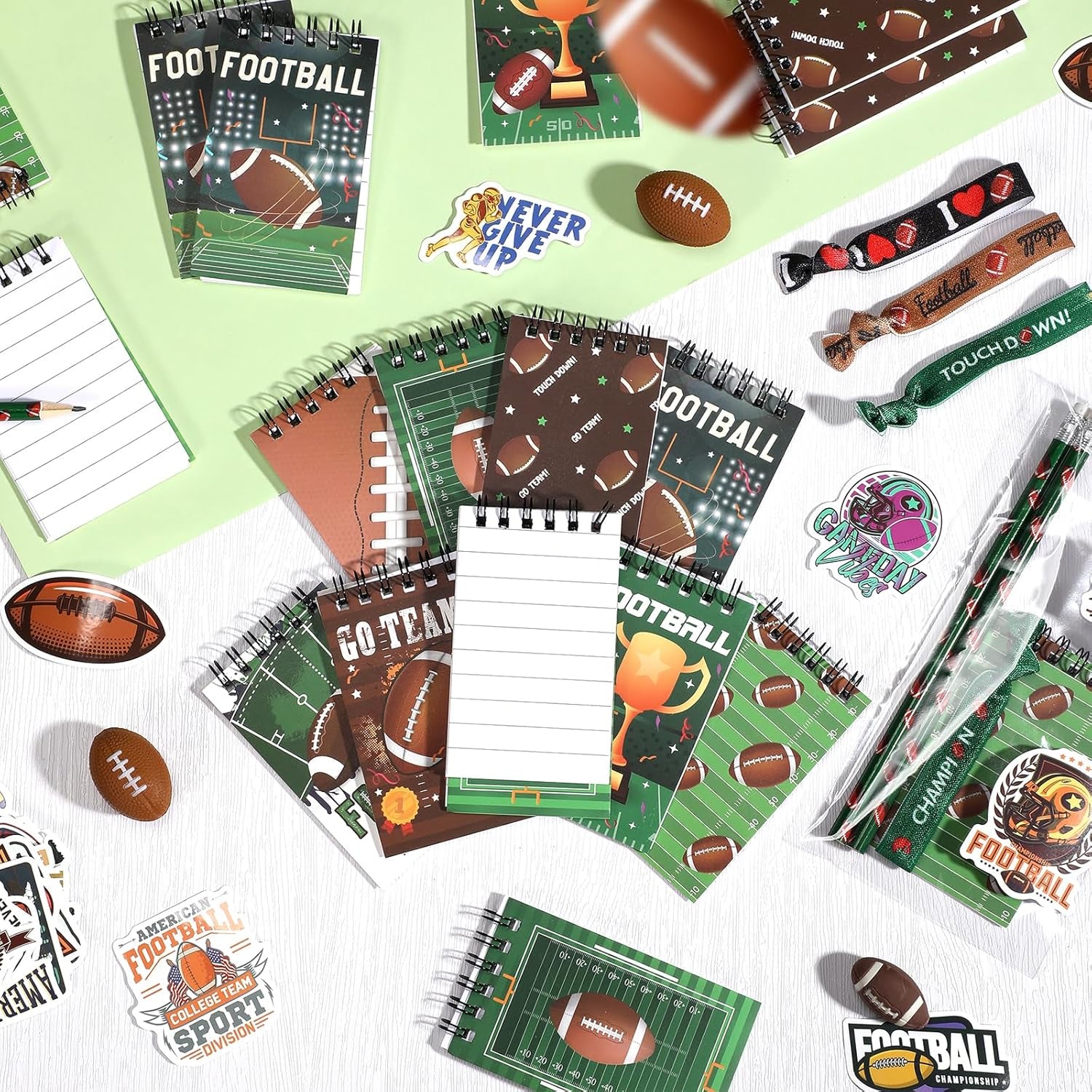 24 Pcs Football Mini Notepads Sports Party Favors Spiral Mini Journal Notebooks Goodie Bag Stuffers for Teacher Reward Birthday Party Gifts Supplies