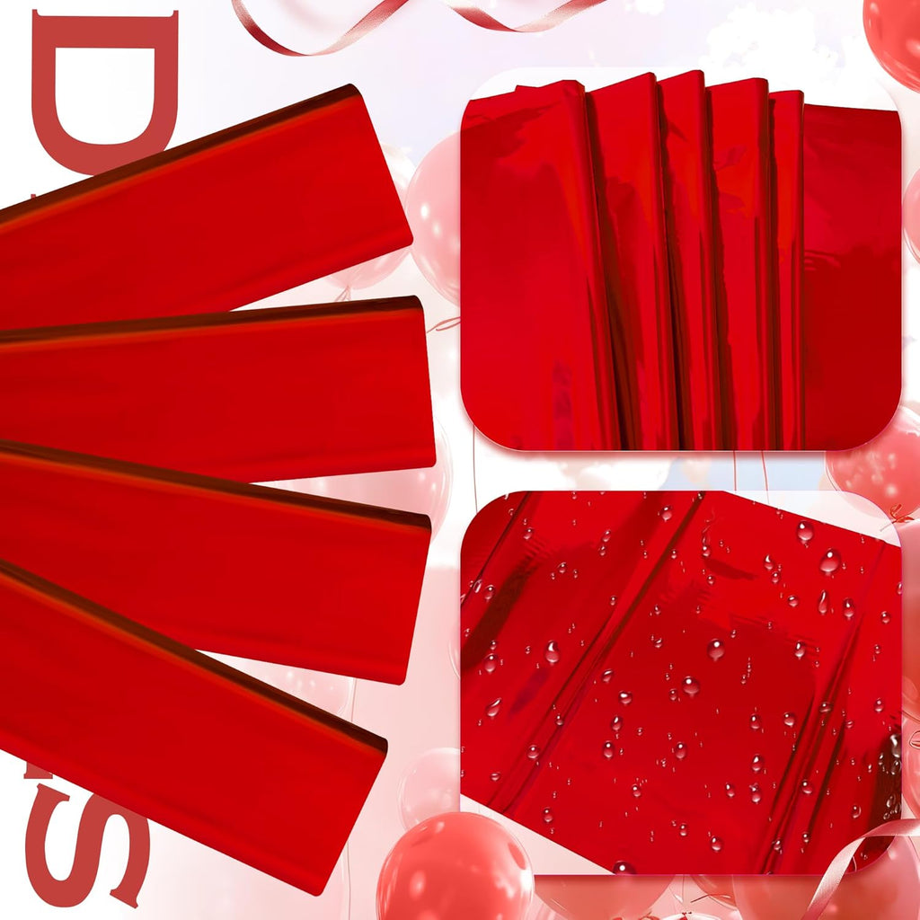2 Pieces Red & Green Foil Tablecloth 54 * 72Inch Plastic Birthday Party Table Cloths Disposable Waterproof Table Cover for Christmas Wedding Graduation Party Supplies