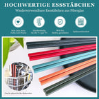 10 Pairs Fiberglass Chopsticks, Chopsticks Reusable,Chop Sticks Reusable Dishwasher Safe (COLOR)