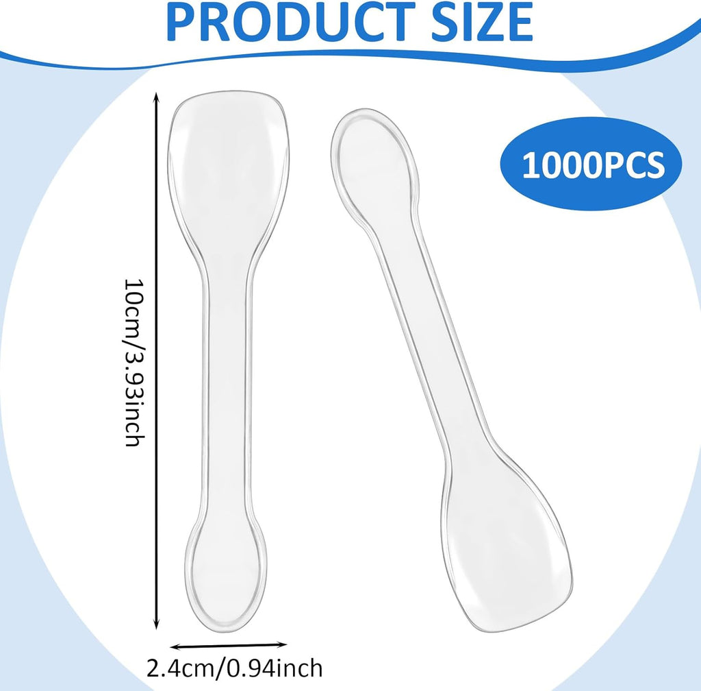 1000 Pcs Mini Clear Dessert Spoons Bulk Disposable Plastic Appetizer Spoons for Miniature Dessert Cups Sampling Summer Tasting Party Small Catering Supplies,3.9 × 0.9 Inch