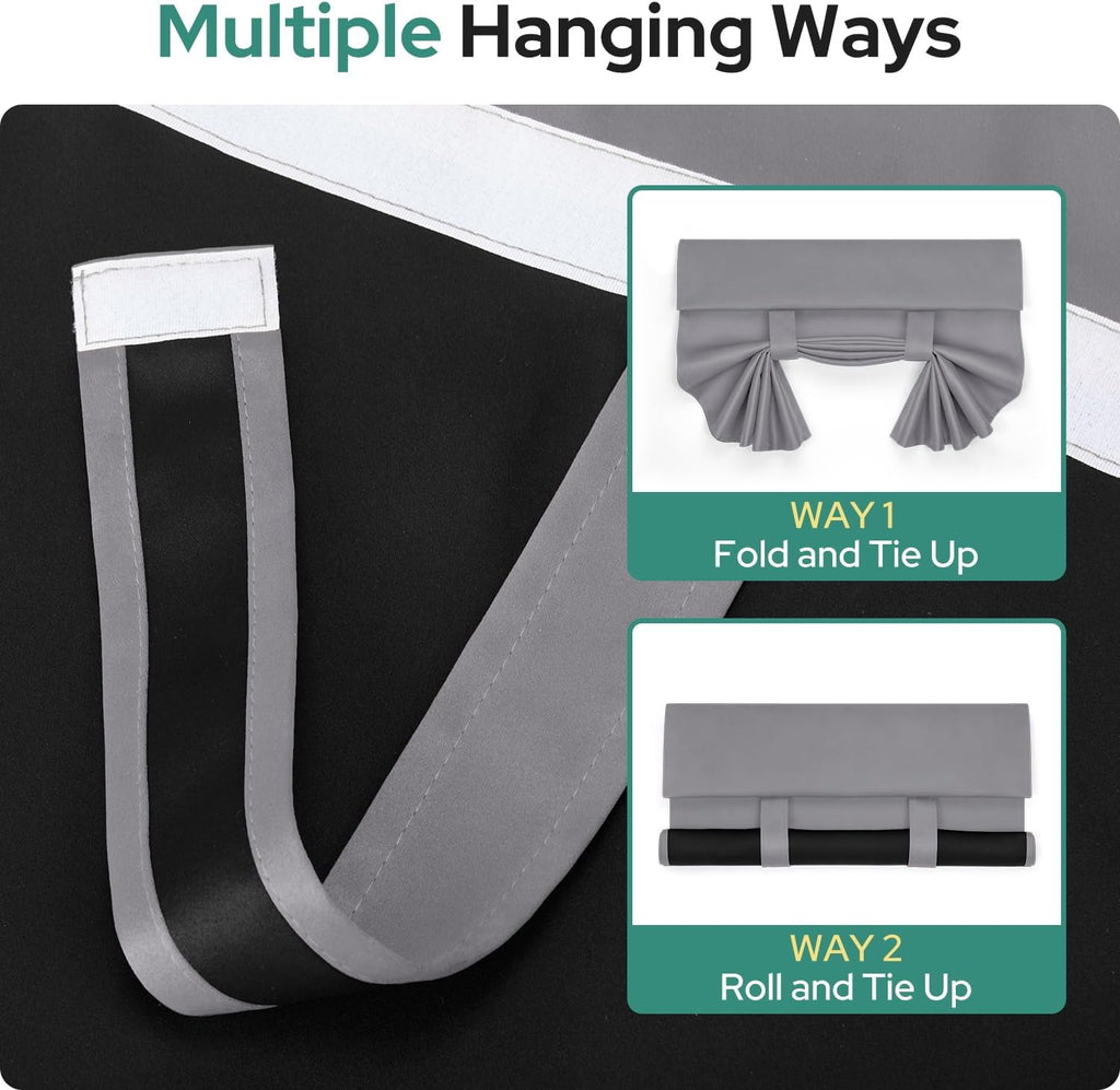 100% Blackout French Door Curtains, Privacy Door Curtains for Window, 26 X 40 Inch Room Darkening Blinds, Thermal Insulated Window Shades for Bedroom, 1 Panel, Light Grey