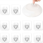 10 Pack Invisible Vertical Plate Hangers, 2.3 Inch Adhesive Plastic Hooks for Hanging Decorative Plates, Wall Art, and Small Artwork