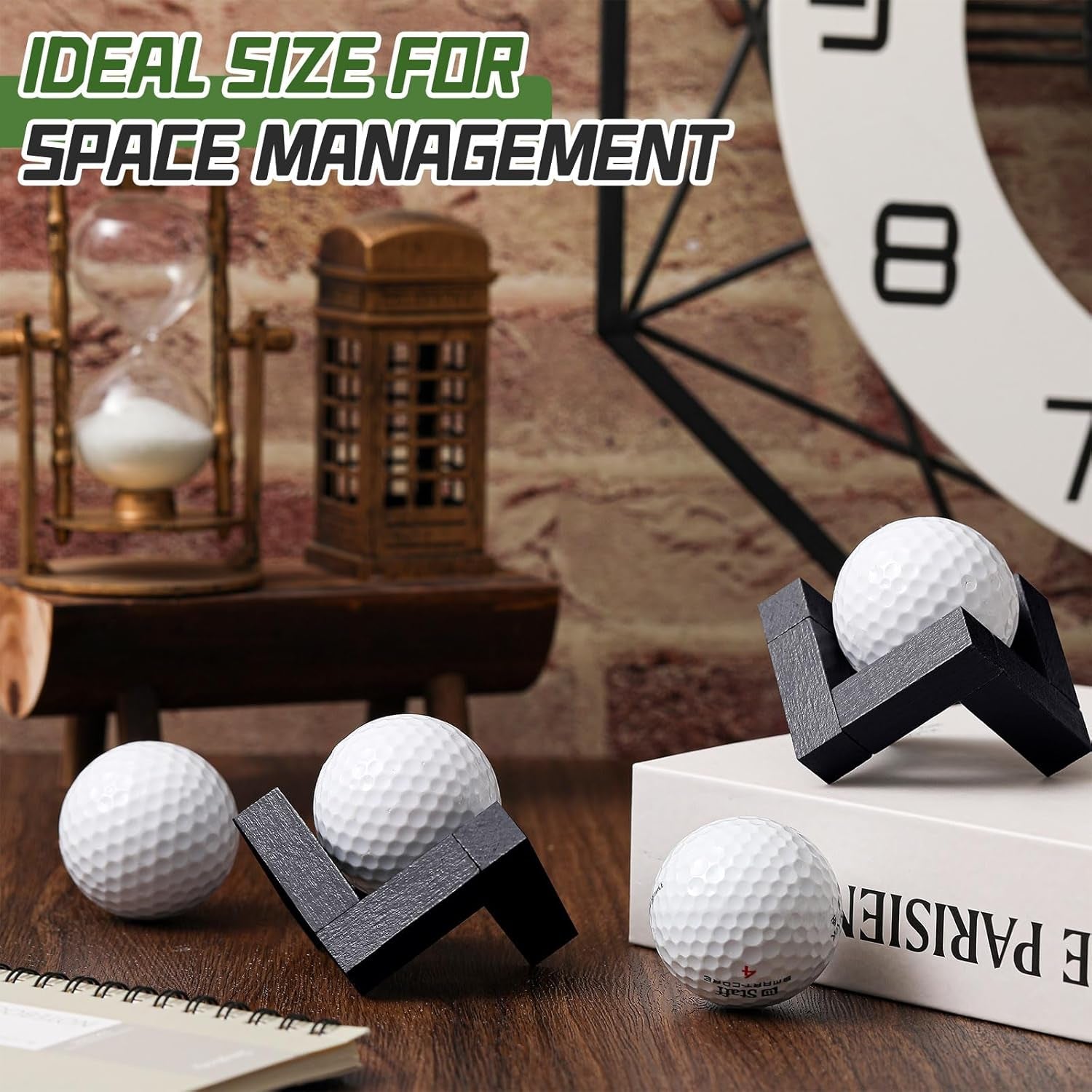 1 Pack Golf Ball Display Stand 1.97 Inch Wooden Golfballs Display Case Black Baseball Rack Holder for Souvenir Collections Tabletop Decor Men Golf Enthusiasts