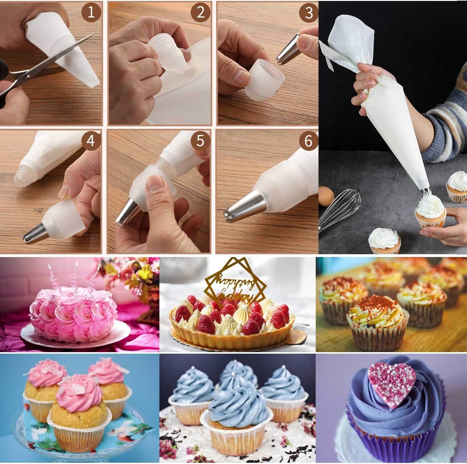 3 Pack Reusable Pastry Piping Bags, 14, 16, 18 Inch Canvas Cake Decorating Bags