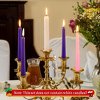 20 Pcs Christmas Advent Candle Set Taper Candles 10 Inch Purple and Pink Christmas Candles Candlesticks for Wedding Advent Home Church Holiday Decoration Party Celebrations