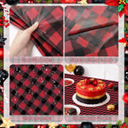 1 Pack Red Striped Gingham Tablecloths, 54 X 108 Inch Disposable Plastic Rectangle Table Covers, Waterproof Red and Black Checkered Table Cloths for Picnic, Birthday, Party, Outdoor Events