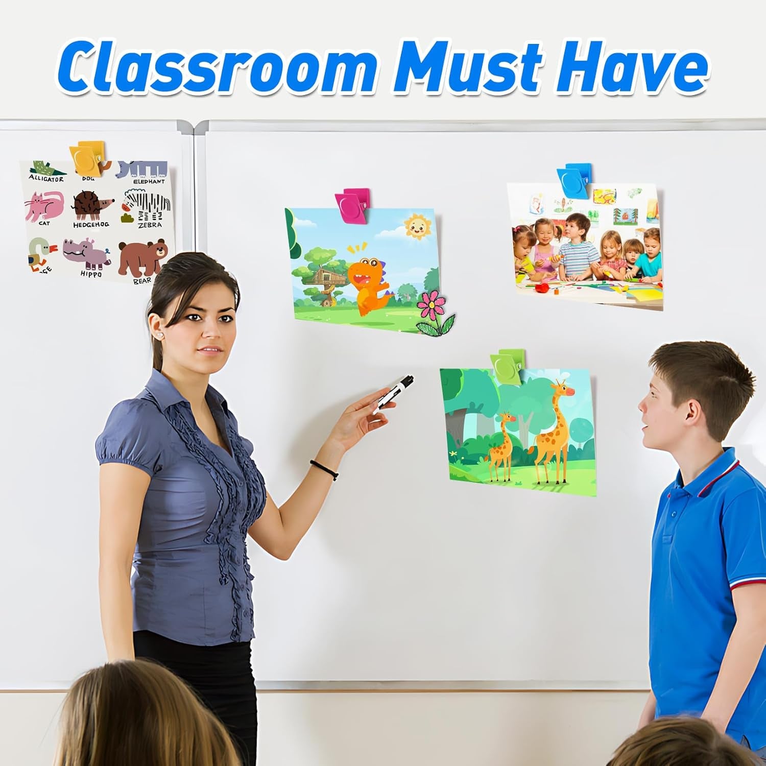 24 Pcs Strong Magnetic Clips, Fridge Magnets Metal Clips, Whiteboard Magnets Refrigerator Magnets, Assorted Colors Heavy Duty Clip Magnets for Photo Display, Home, Office, Classroom