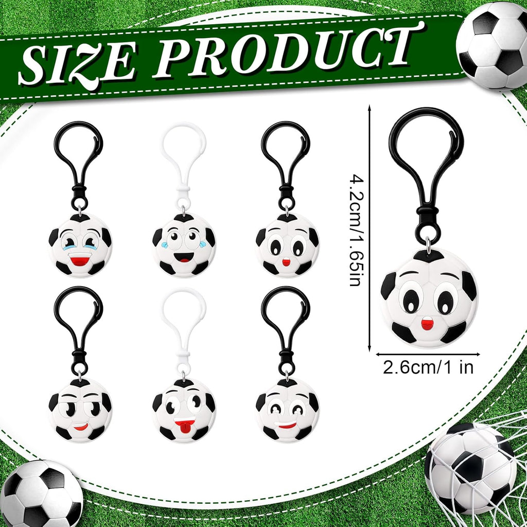 24 Pack Sport Party Favors Sport Ball Keychain Bulk, PVC Mini Soccer Keychains Lightweight Sports Party Back to School Reward Team Gifts Birthday for Sports Lover
