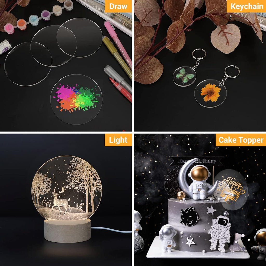 2Pcs Transparent Acrylic Sheet Circle - 6 Inch, 0.12" Thick Plexiglass Discs Panel, Clear Plastic round Blank Board for Picture Frame, Table Signs, Milestone Markers, Art Crafts, DIY Ornament