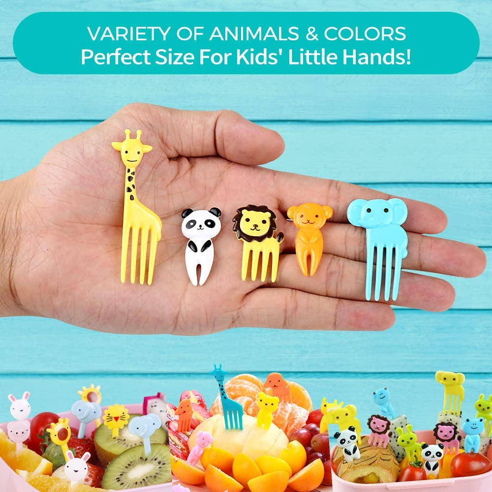 156PCS Animal Food Picks for Kids Bento Box Accessories,  Fun Kid Food Picks, Cute Fruit Toothpicks for Kids Lunch Accessories, Reusable Lunchbox Pick for Kid Toddler