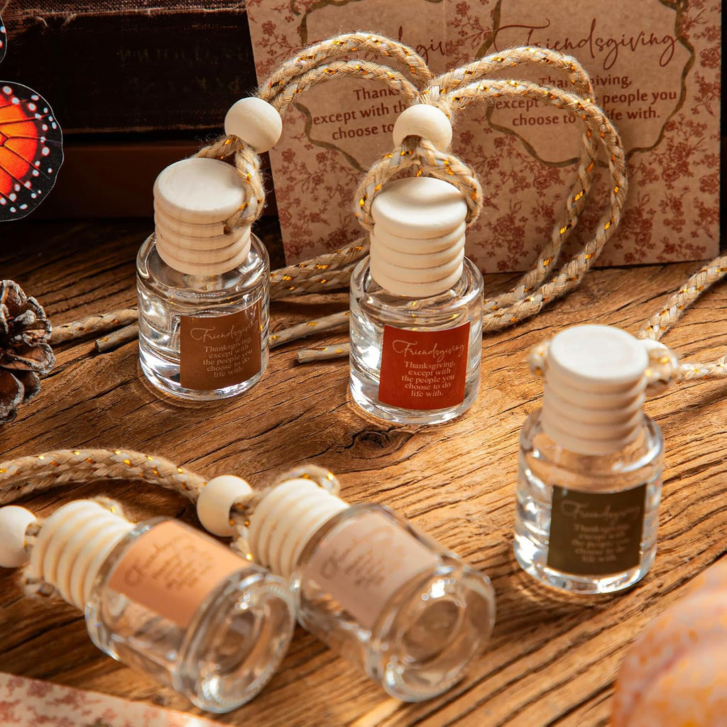 10 Set Friendsgiving Gifts Party Favor Thanksgiving Christmas Hanging Empty Car Air Fresheners Diffuser Bottle 8Ml Bulk for Essential Oil Coworker Office Employee Appreciation Gift