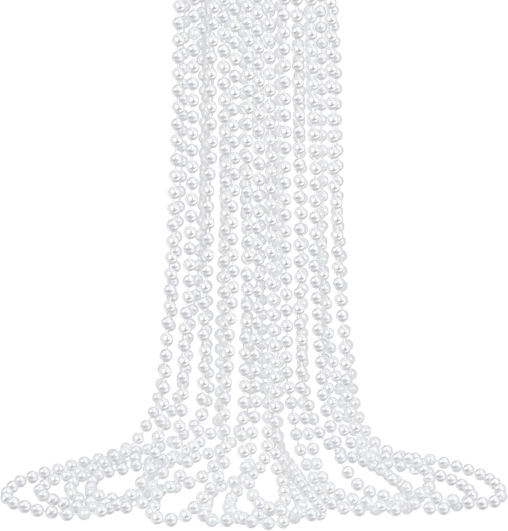 12 Pack Faux Pearl Necklace Bulk Long Pearl Women'S Jewelry 1920S White Pearl Party Favors Wedding Bridal Shower Tea Birthday Decorations