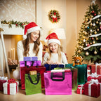 12PCS Reusable Gift Bags, 12.6"X5"X11" Large Party Favor Bags with Handles, Blue Green Purple Red Teal Rose for Christmas Birthday Wedding