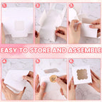 15PCS Cookie Boxes,4X4X2.4Inches White Mini Bakery Boxes with Window for Small Cake Dessert Pastry Donuts Macaroon Strawberries Party Favor Treats