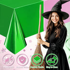 1 Pack Pink Green Foil Tablecloth, 40X106 Shiny Metallic Party Table Cover for Birthday, Princess Witch Theme, Graduation, Baby Shower, Celebration Decorations