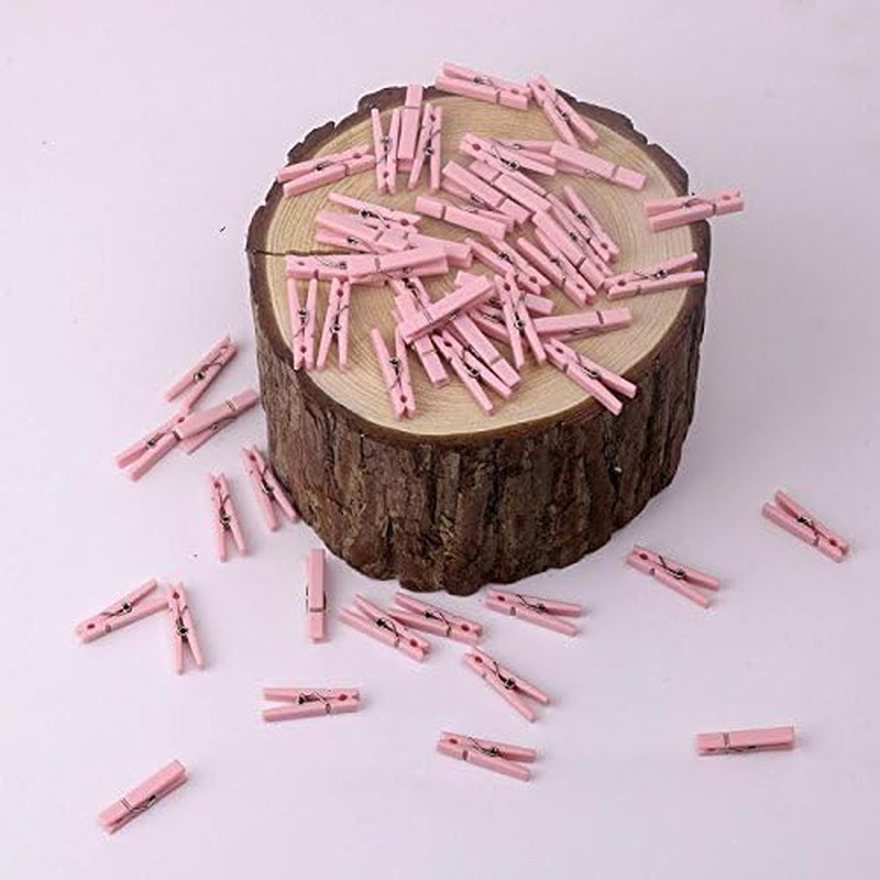 100 Mini Clothes Pin for Baby Shower Girl Game, 1.37 Inch Pink Plastic Small Clothespin Gender Reveal Party Favors (Pink)