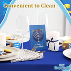 12 Pcs Plastic Hanukkah Tablecloth Blue Gold White Tablecloth Fit 54 X 108 Inch Rectangle Disposable Table Cover Holiday Decorations for Party Favor