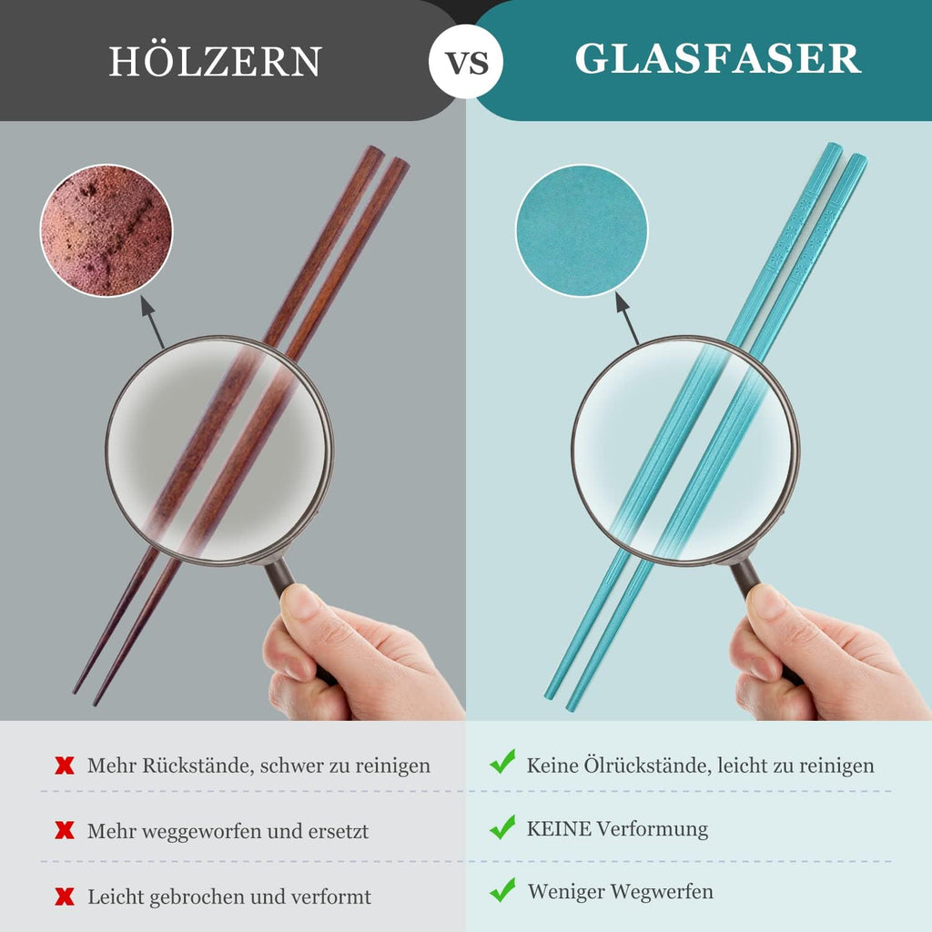 10 Pairs Fiberglass Chopsticks, Chopsticks Reusable,Chop Sticks Reusable Dishwasher Safe (COLOR)