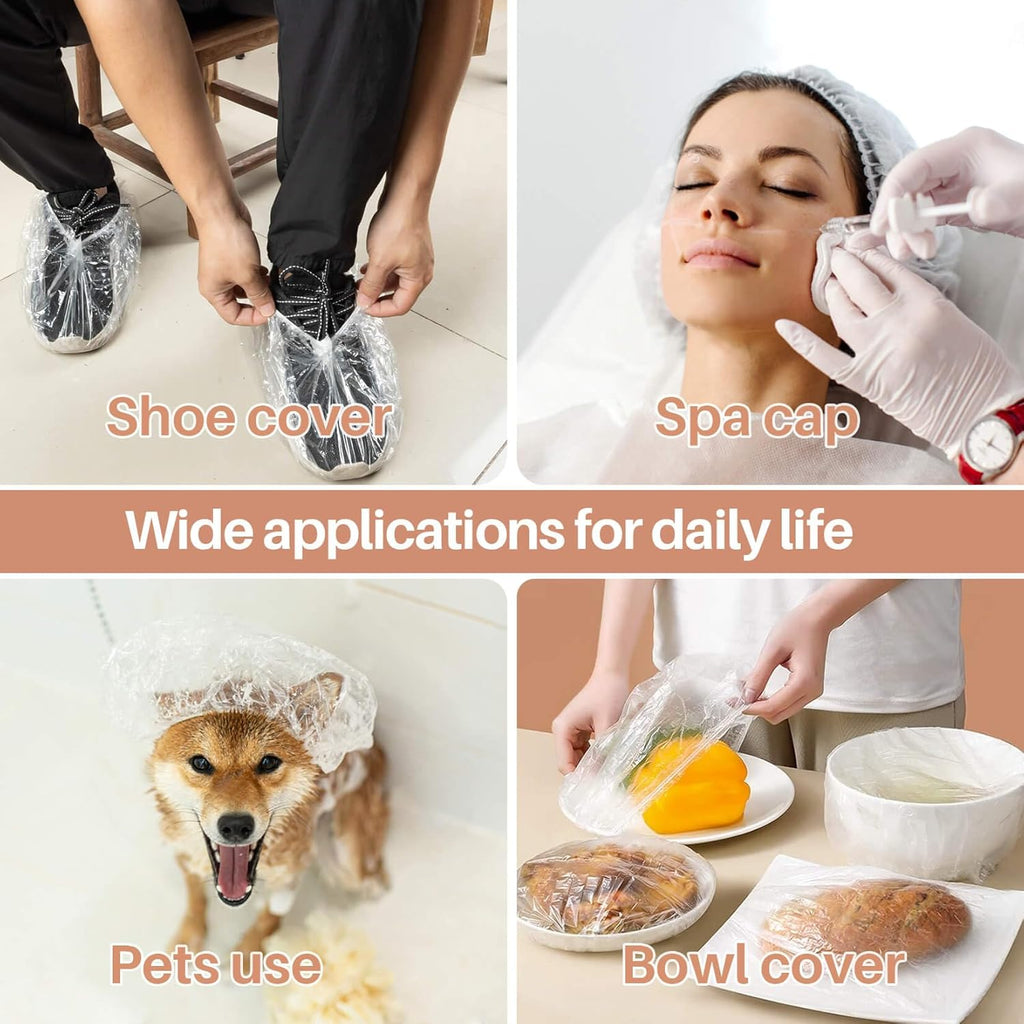 100 Disposable Shower Caps Unisex - Large Plastic Hair Caps for Deep Conditioning Shower Cap Reusable Waterproof for Women Men Hair Treatment Bath Cap for Long Hair Travel Essentials