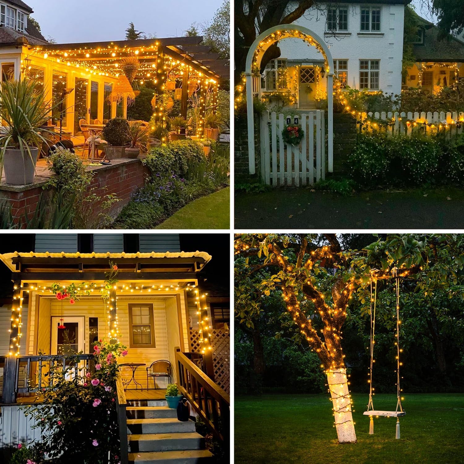 2 Pack Solar Christmas Lights Outdoor, Total 400 LED 151FT Solar String Lights Outdoor Waterproof, 8 Modes Warm White Christmas Light for outside Patio Yard Tree Garden Xmas Decorations