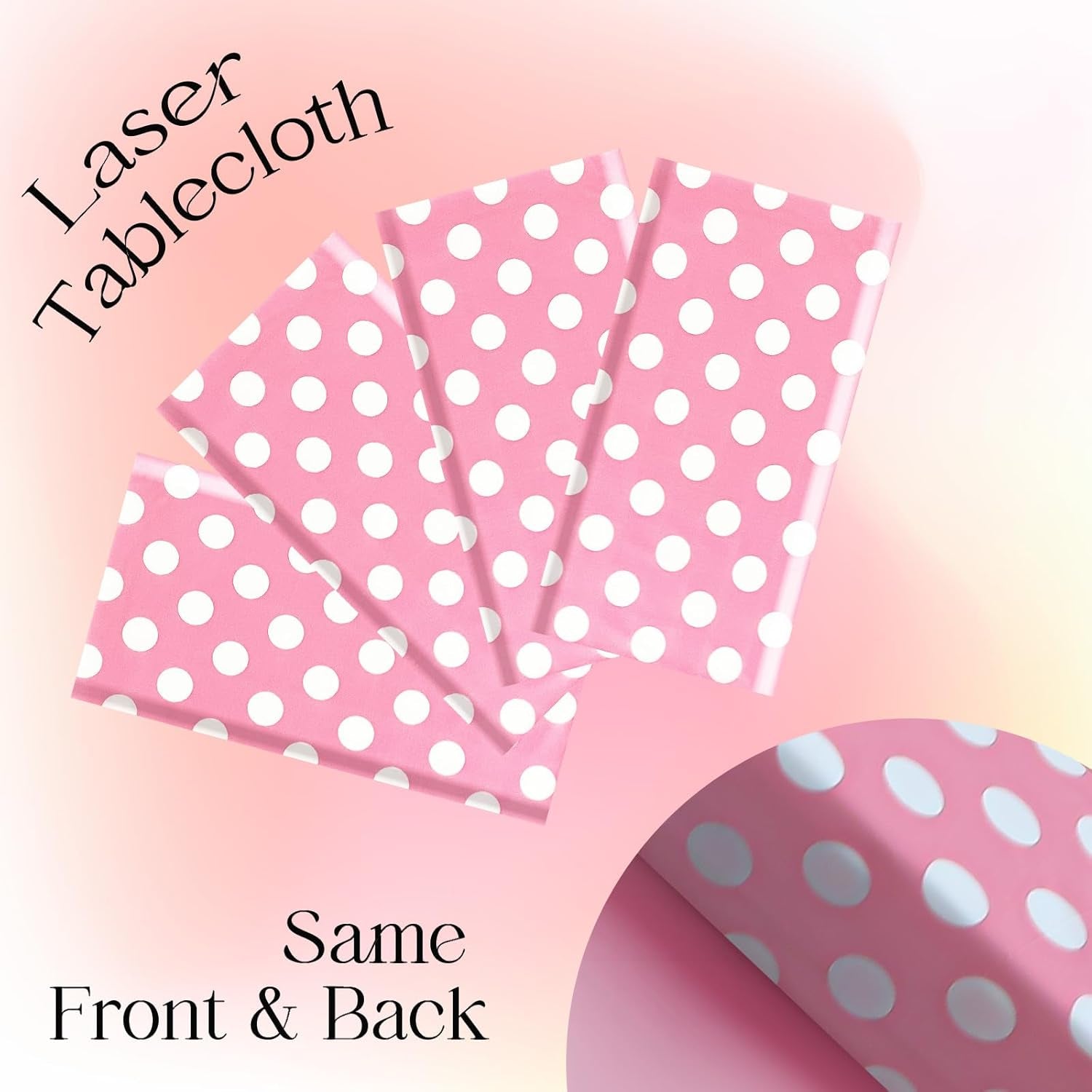 1 Piece Pink Polka Dot Rectangle Tablecloth - 54X72“ Decorative & Stain Resistant Table Cloth with Polka Dot Pattern, Table Cover for Dining Table, Buffet, Wedding, Camping, Party & Wedding