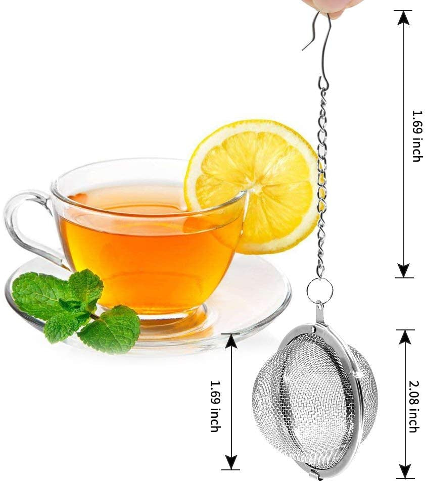 2Pcs Stainless Steel Mesh Tea Ball 2.1 Inch Tea Strainers Teas Infuser Strainer Filters for Teas