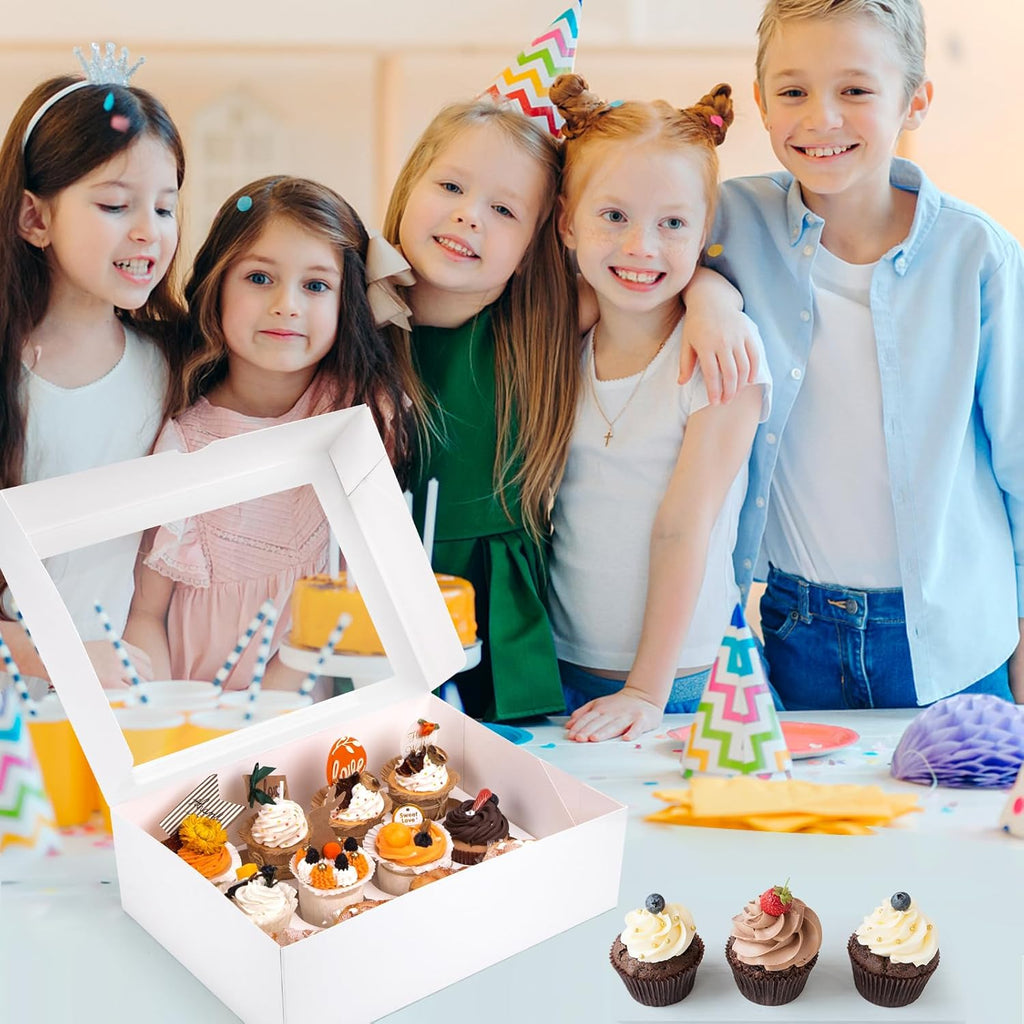 2PCS White Cupcake Container, 12 Count with Window Boxes Holding 24 Pastry Box for Birthday Holiday Party Bakery Supplies