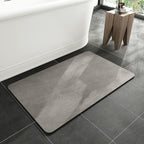 -Bath Mat-Rubber Backing Non Slipthin Bathroom Rugs Fit under Door- Quick Dry Absorbent Faux Suede Surface Grey Bathroom Floor Mats-Shower Rug for in Front of Bathtub Shower Gray 16X24