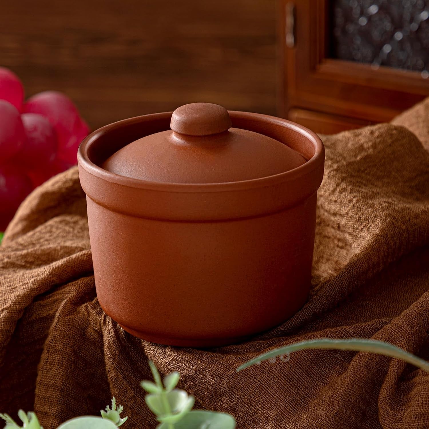 2 Set Salt Cellar with Lid and Wooden Spoon, 4 Handcrafted Pepper Herbs Box Heavyweight Spices Jar Salt Holder Pot Housewarming Gift for Counter, Kosher, Sea, Sugar, Keeps Spices Dry