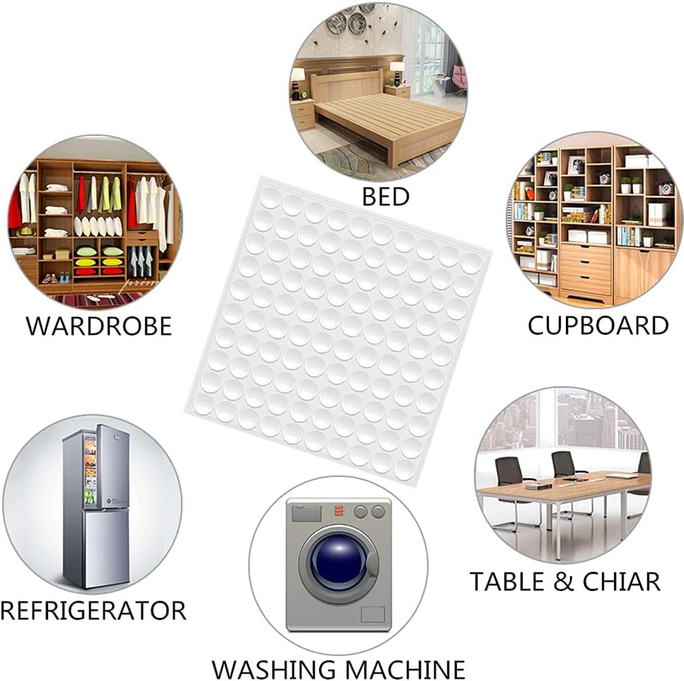 100Pcs Cabinet Door Bumper Rubber Pad 3/8" Diameter Sound Dampening Adhesive Transparent Rubber Pads Feet for Drawers Cutting Boards Small Furniture, Special Shape