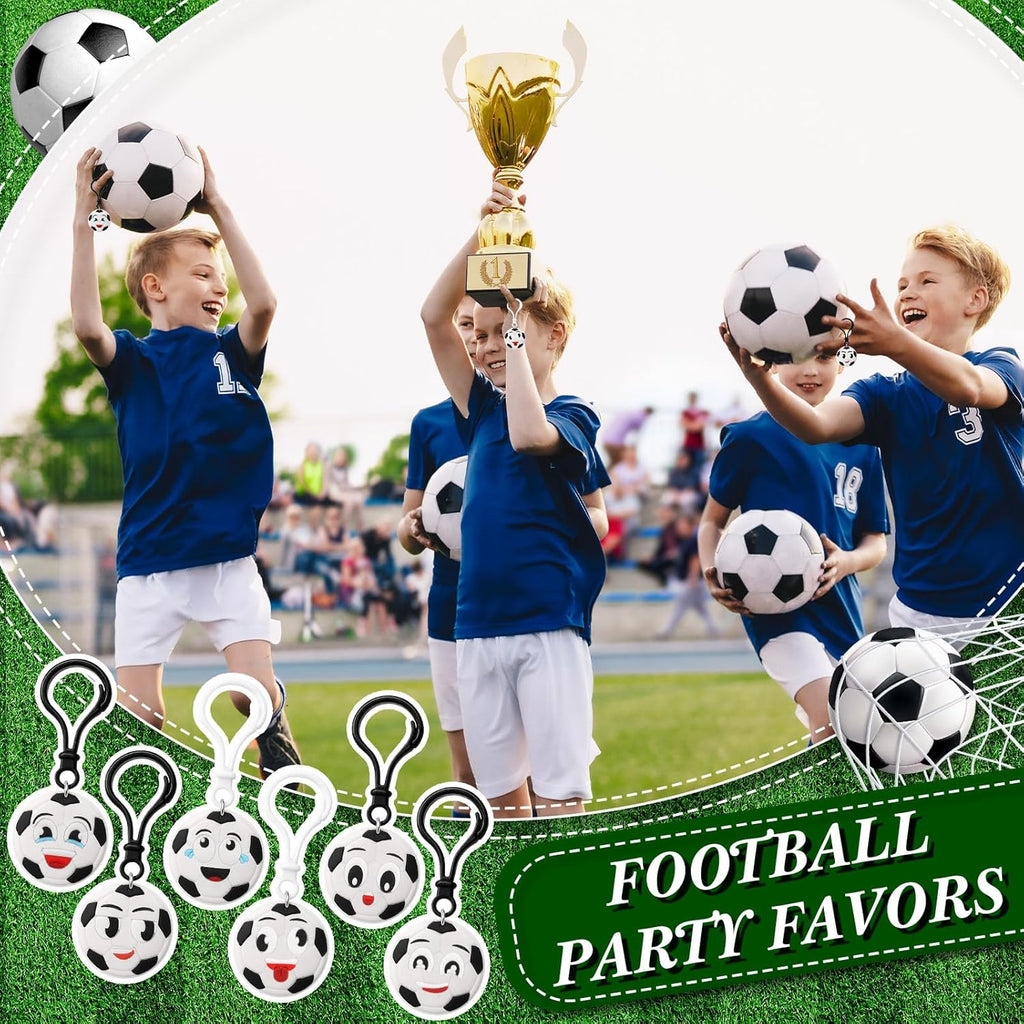 24 Pack Sport Party Favors Sport Ball Keychain Bulk, PVC Mini Soccer Keychains Lightweight Sports Party Back to School Reward Team Gifts Birthday for Sports Lover