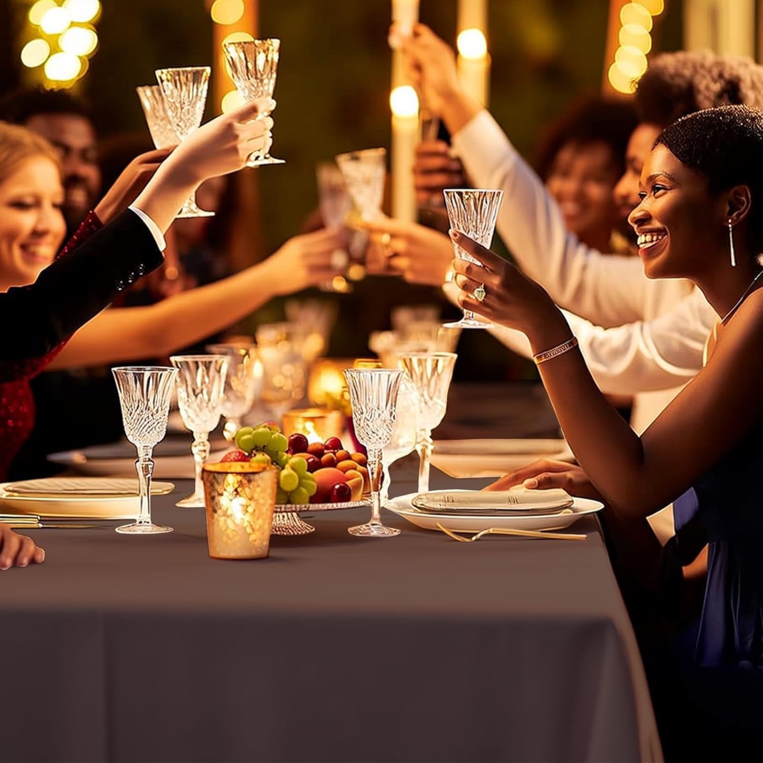 10 Pack Premium Disposable Plastic Tablecloth 54" X 108" Rectangle Table Cover for Birthdays Weddings Christmas Anniversary Buffet Table (Brown)