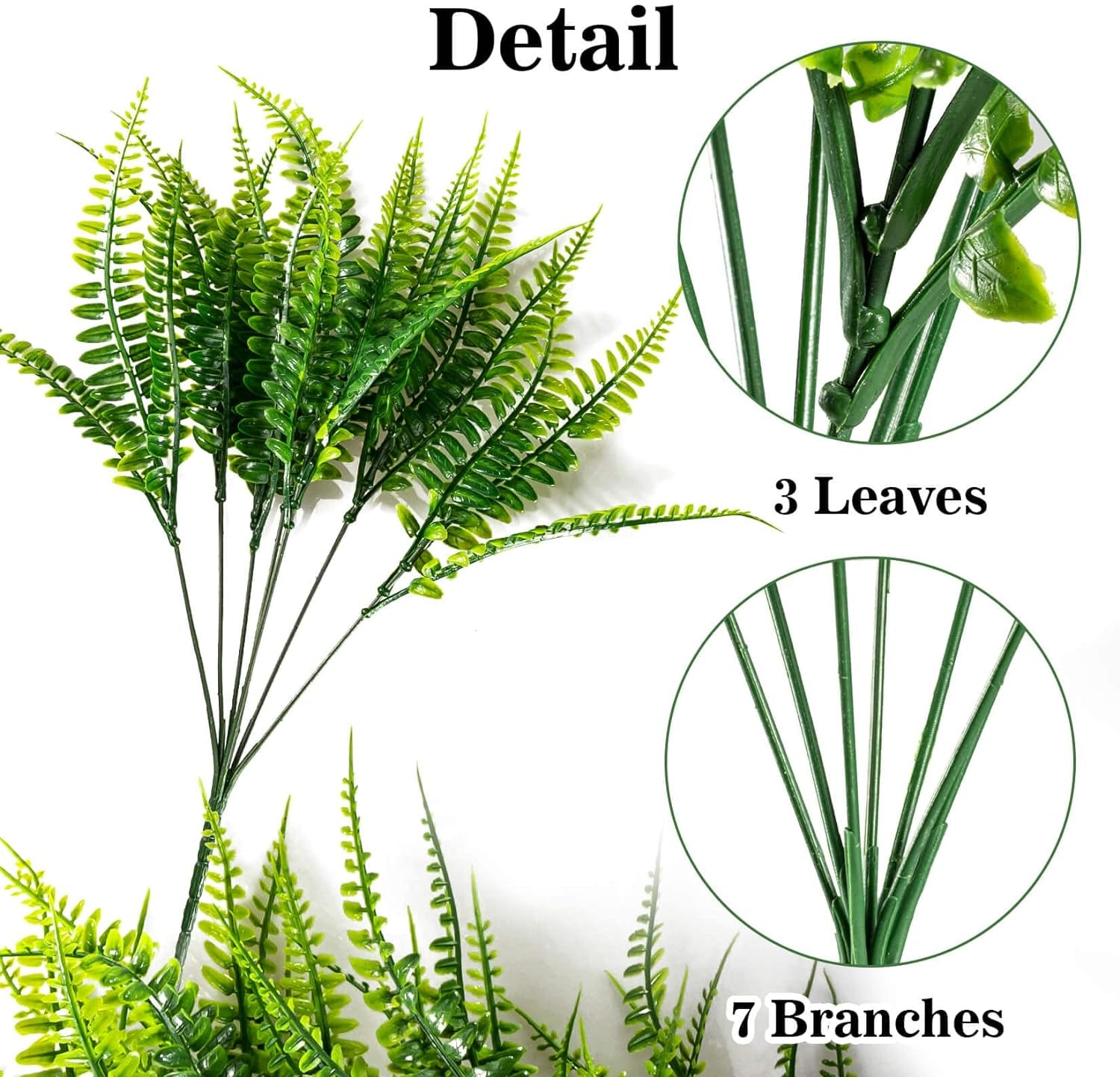 10PCS Fake Fern Outdoors - Ferns Artificial Plants for Outdoor Ferns That Look Real Boston Faux Fern Stems Indoor Nearly Natural UV Resistant Outdoor Plants Artificial for Porch Greenery Decor