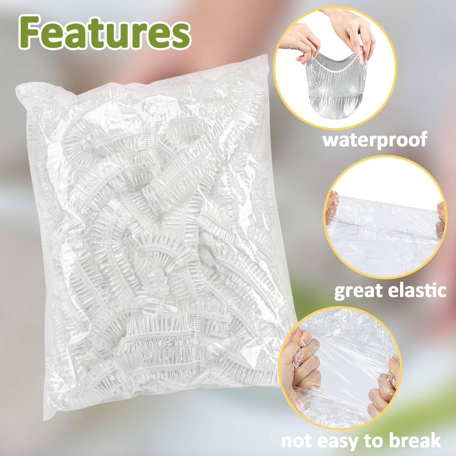 200 Bowl Covers for Bread Proofing - Medium Plastic Wrap Food Sourdough Baking Rising Elastic Reusable Plate Covers Outdoor Food Fresh Keeping Bags Shower Cap Hair Deep Conditioning