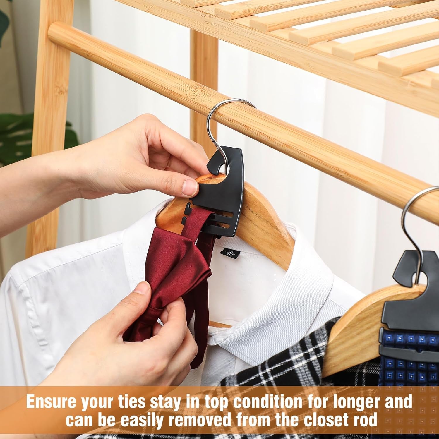 100 Pcs Tie Hangers, Plastic Neck Tie Holders for Display, Black Necktie Hook Hangers for Men Retail Closet, 2.8 X 2 Inches