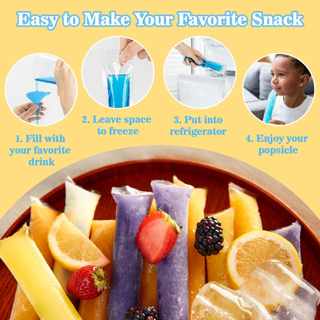 150 Popsicle Bags Sealable Bpa-Free - 230Ml Yogurt Popsicle Tubes Homemade Bolsitas Para Bolis De Hielo Ice Candy Plastic Bags Disposable Juice Alcohol Liquor Smoothie Lolly Pop Mold Party
