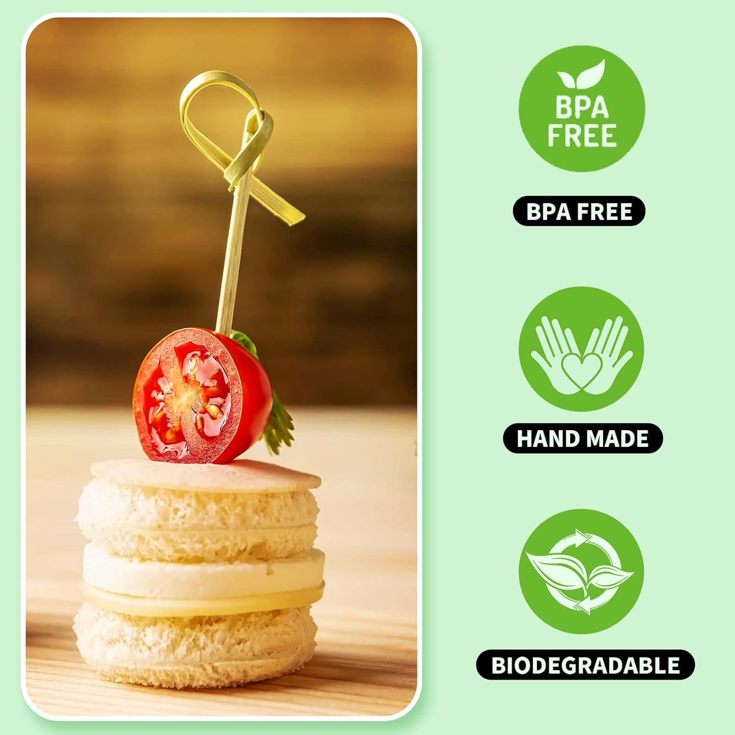 200PCS Cocktail Picks Bamboo Skewers for Appetizers, Fancy Toothpicks for Appetizers, 4.7 Inch Long Decorative Knot Bamboo Cocktail Sticks for Party Drinks Food Fruit Charcuterie Boards Accessories