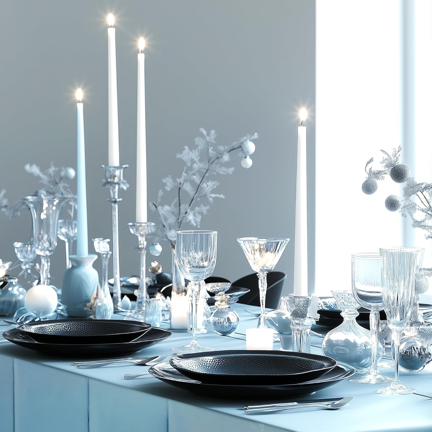 1 Piece Light Blue Foil Tablecloth 54*72Inch Plastic Baby Shower Frozen Birthday Party Table Cloths Disposable Waterproof Table Cover for Winter Christmas Wedding Graduation Party Supplies