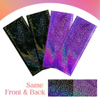 2 Pcs Black & Purple Holographic Laser Tablecloths Iridescence Shiny Table Covers 40" X 108" Halloween Decorations Space Plastic Table Cloths for Birthday Party Wedding Events Supplies